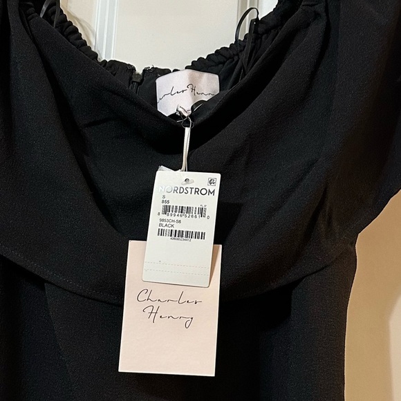 NWT Charles Henry Crepe Off The Shoulder Cocktail Mini Dress, Size Small, Black - Picture 11 of 16